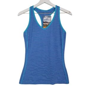Icebreaker Sprite Striped Tank Top Mist Blue Cobalt